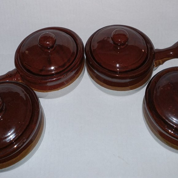 Sutton-Brown stoneware Other - Vintage 1970's Onion Soup bowl tureens w lids set of 4 Sutton Brown Stoneware